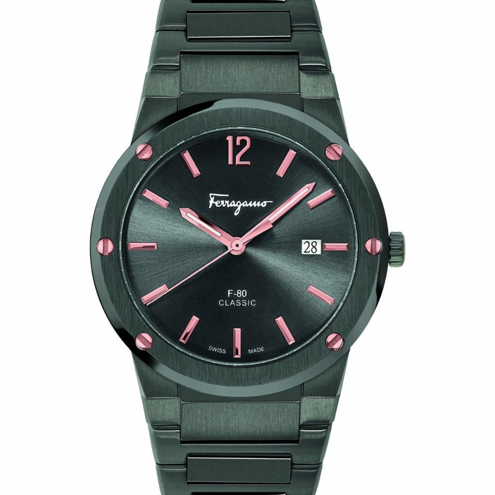Salvatore Ferragamo Gunmetal 41mm Watch!